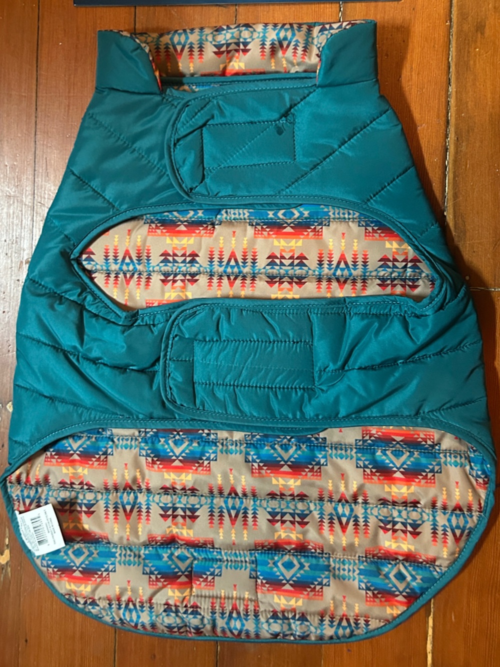 Pendleton small/medium Dog Puffer Coat - reversible teal or Colorful print